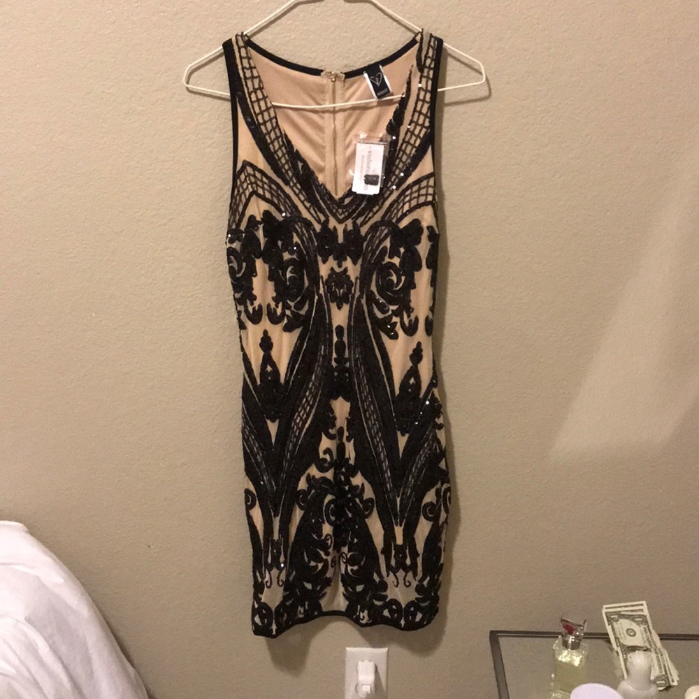 Bodycon mesh, beaded dress